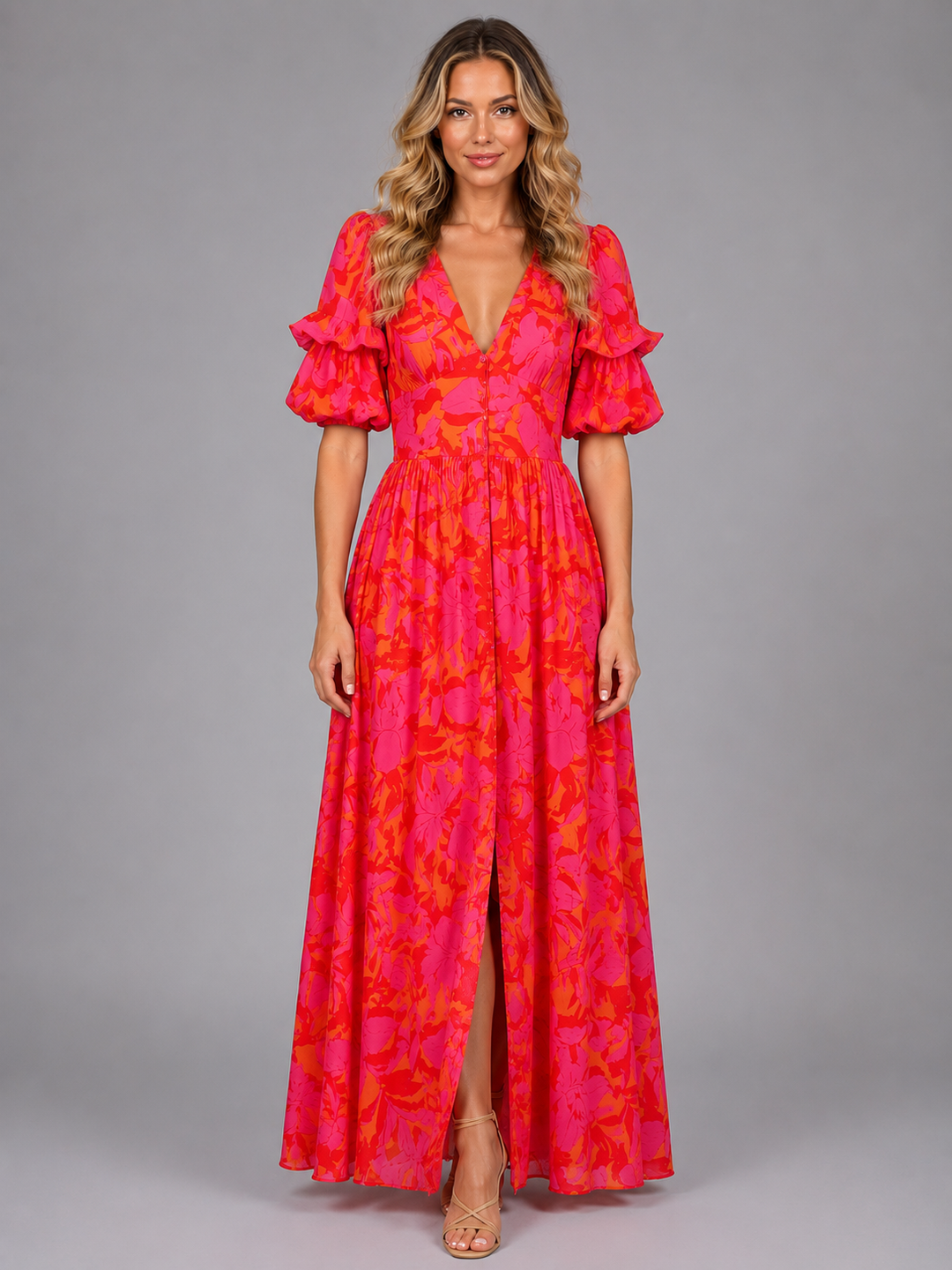 zara puff sleeve maxi dress Draped Corset Midaxi Dress Midi dress made from Finish:Natural Sideboards & Buffets bs