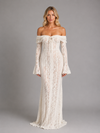 Rosalind | Off-Shoulder Lace Long Sleeve Maxi Dress with Cutouts