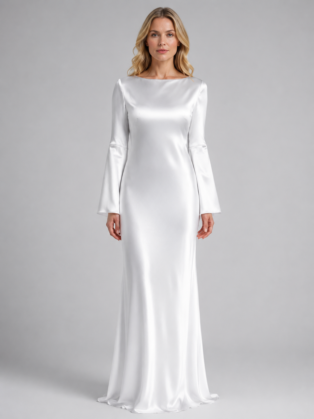 Genevieve | Satin-Feel Long Sleeve Maxi Dress