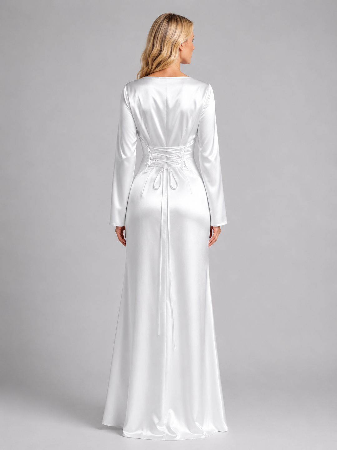 Genevieve | Satin-Feel Long Sleeve Maxi Dress