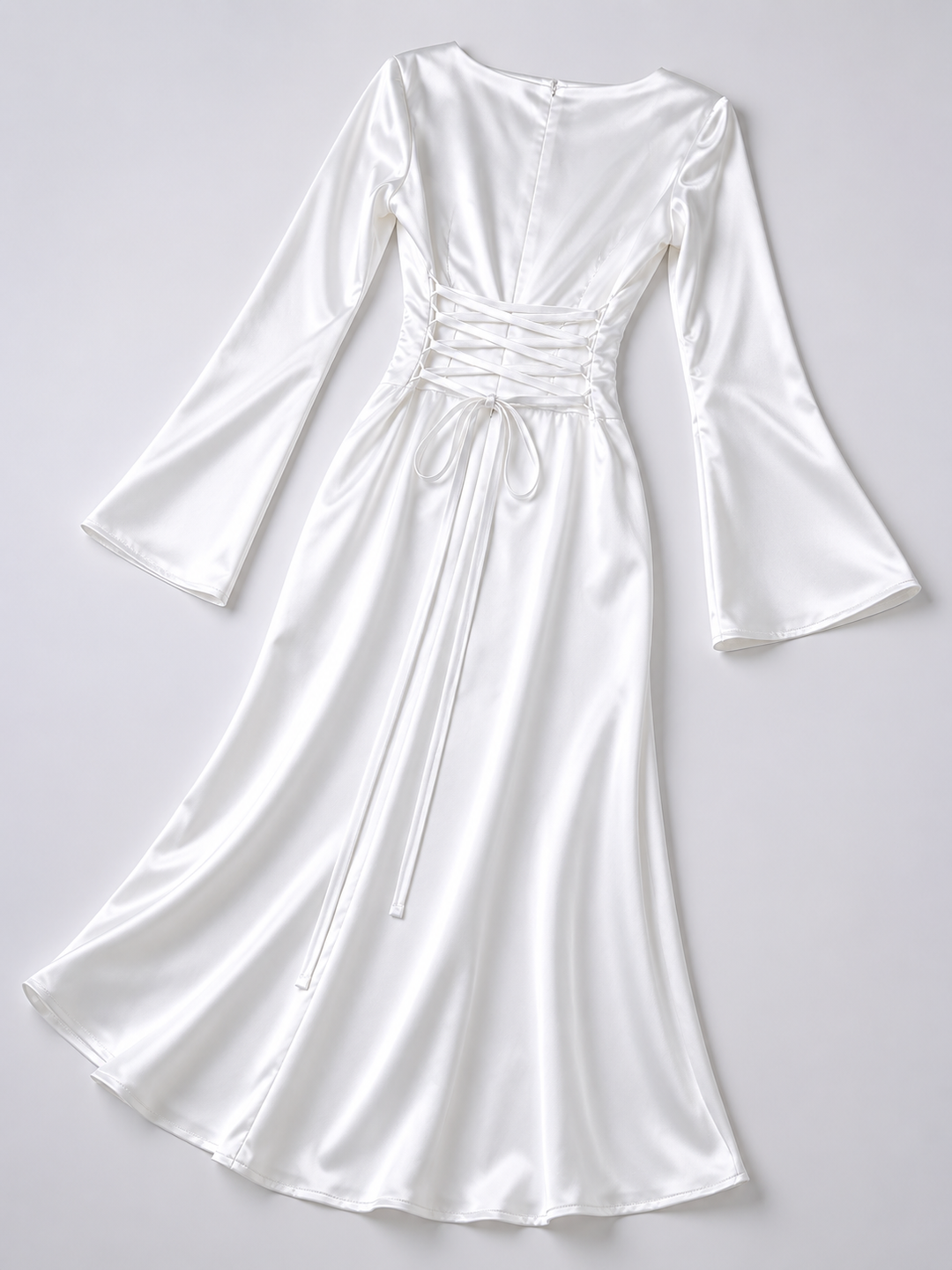 Genevieve | Satin-Feel Long Sleeve Maxi Dress
