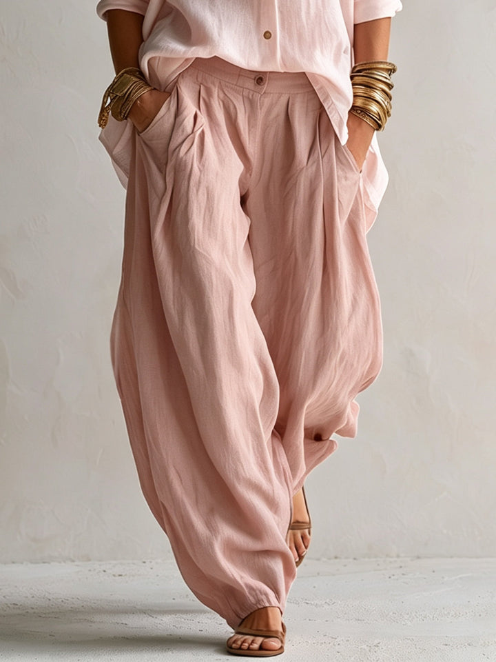 Winnifred | Shirt and Wide-Leg Lantern Pants Set