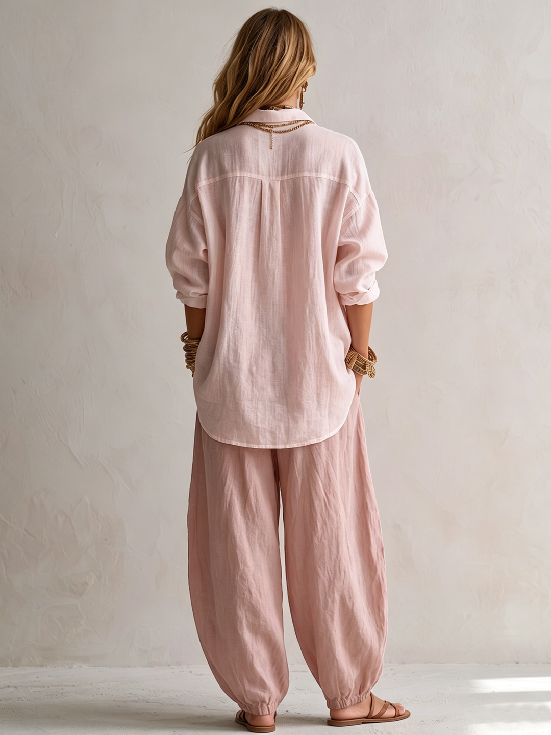 Winnifred | Shirt and Wide-Leg Lantern Pants Set