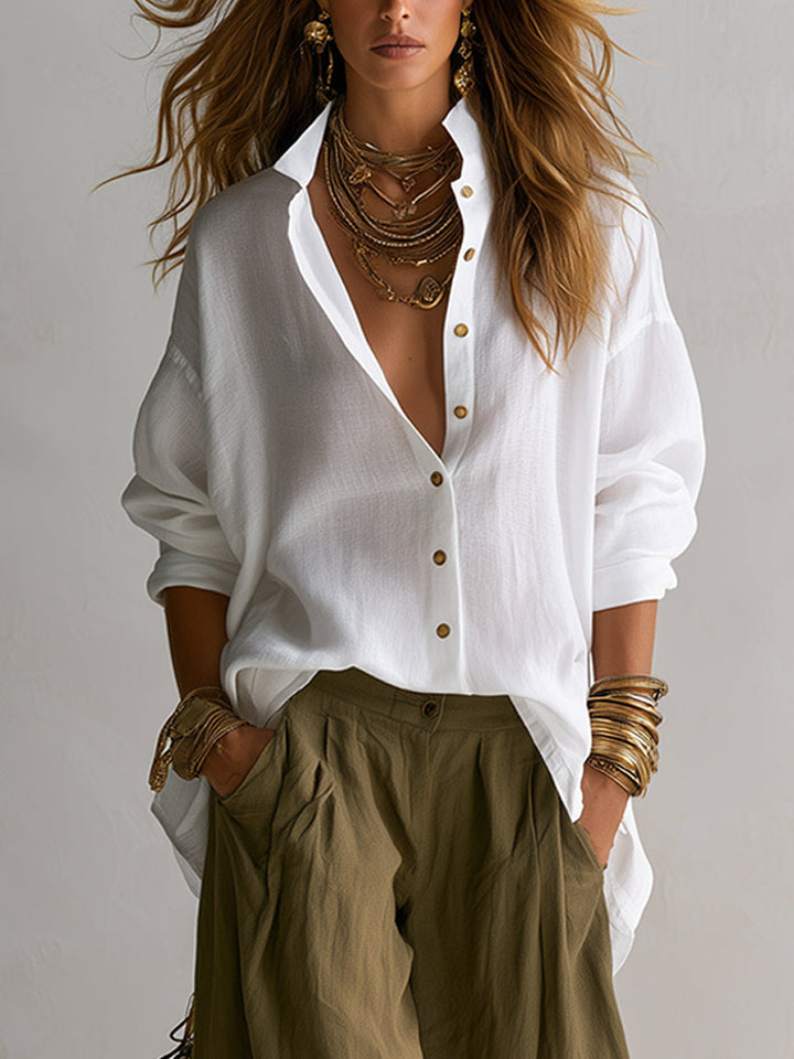 Winnifred | Shirt and Wide-Leg Lantern Pants Set
