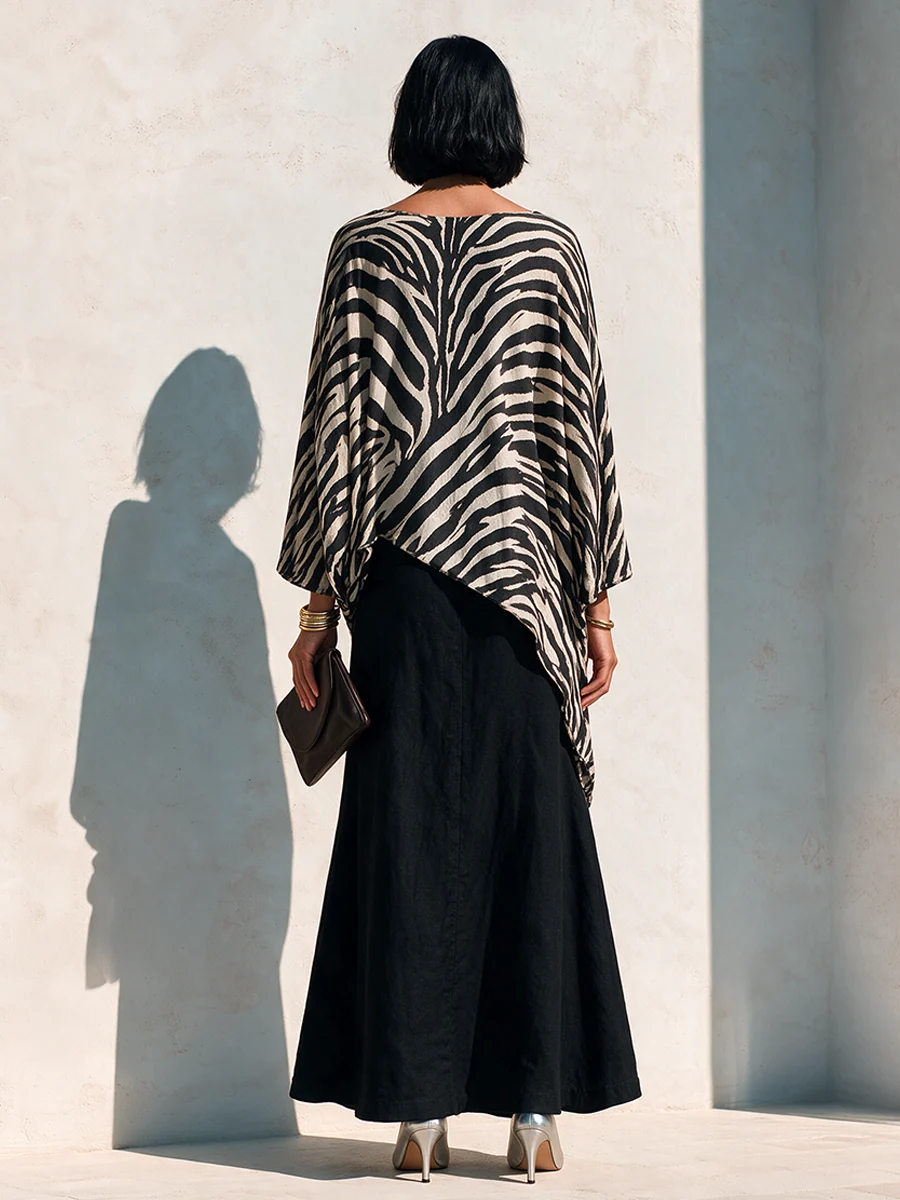 Odalys Zora | Zebra Print Top and Drape Skirt Set