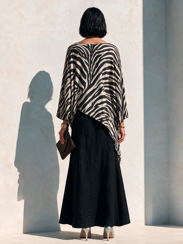 Odalys Zora | Zebra Print Top and Drape Skirt Set