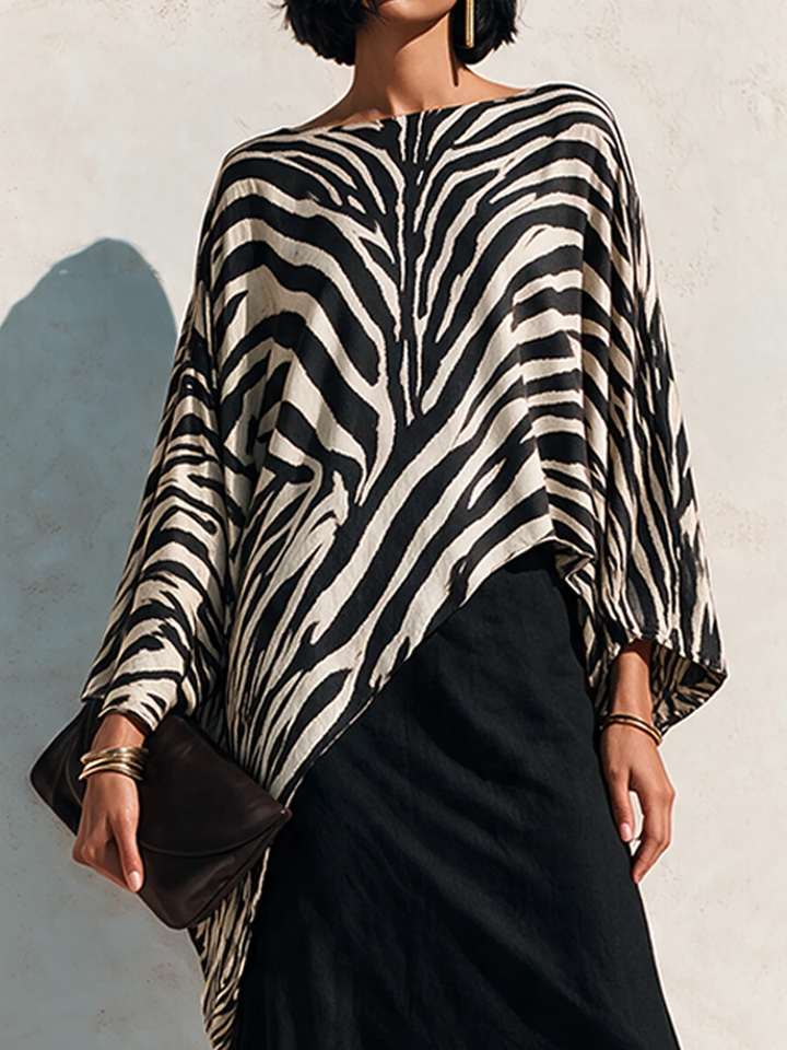 Odalys Zora | Zebra Print Top and Drape Skirt Set