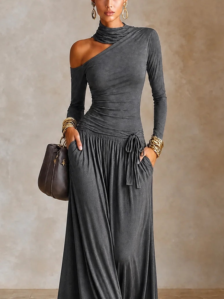 Rosalind Faye | Off-Shoulder Long Sleeve Maxi Dress