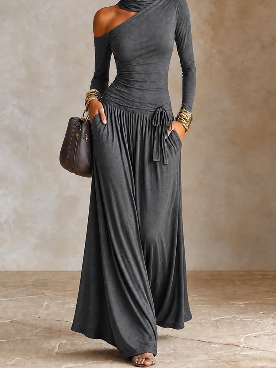 Rosalind Faye | Off-Shoulder Long Sleeve Maxi Dress