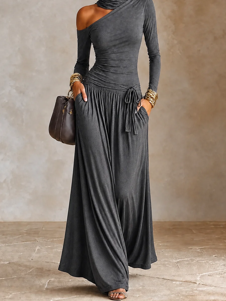 Rosalind Faye | Off-Shoulder Long Sleeve Maxi Dress