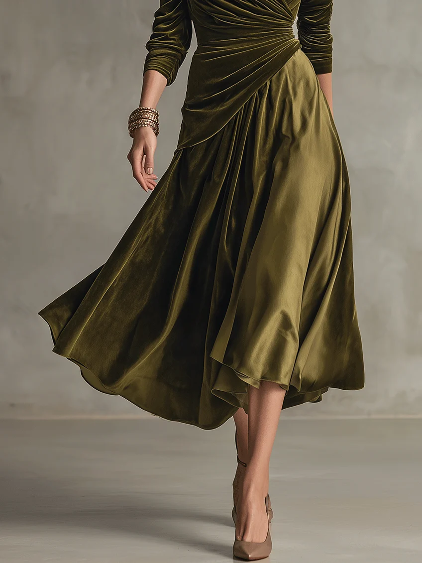 Camille-Rose | Velvet Wrap Top & Satin Skirt Set
