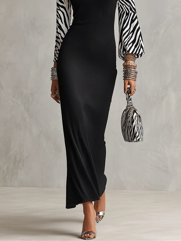 Zoelle | Ribbed Mock Neck Bodycon Maxi Dress