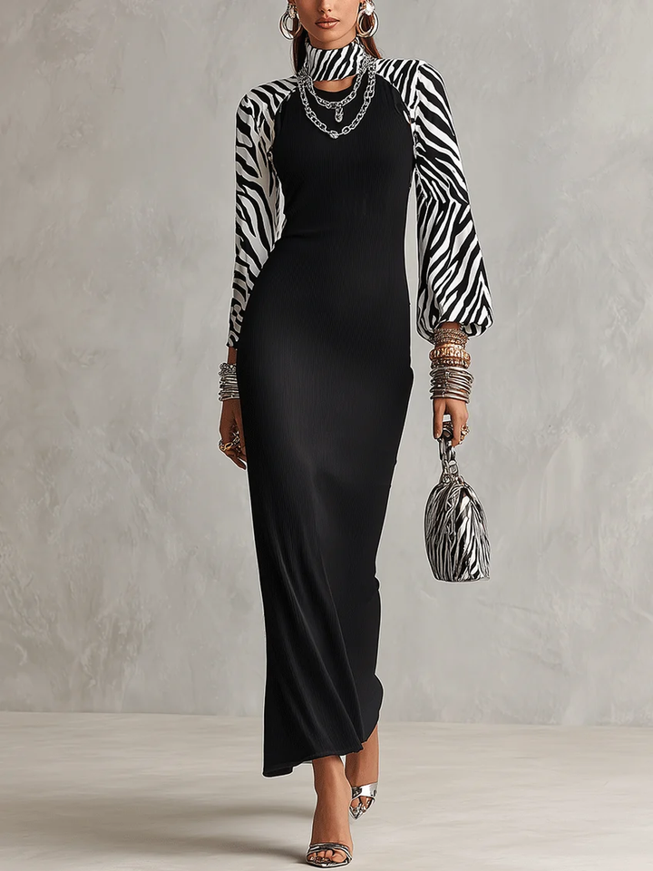 Zoelle | Ribbed Mock Neck Bodycon Maxi Dress