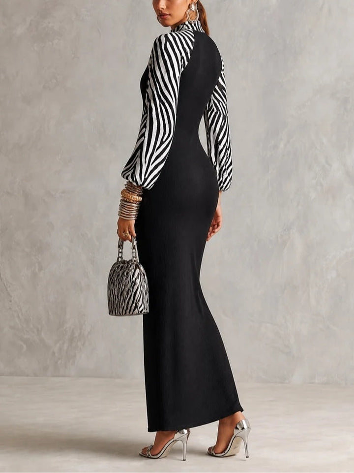 Zoelle | Ribbed Mock Neck Bodycon Maxi Dress