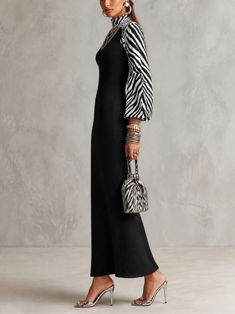 Zoelle | Ribbed Mock Neck Bodycon Maxi Dress