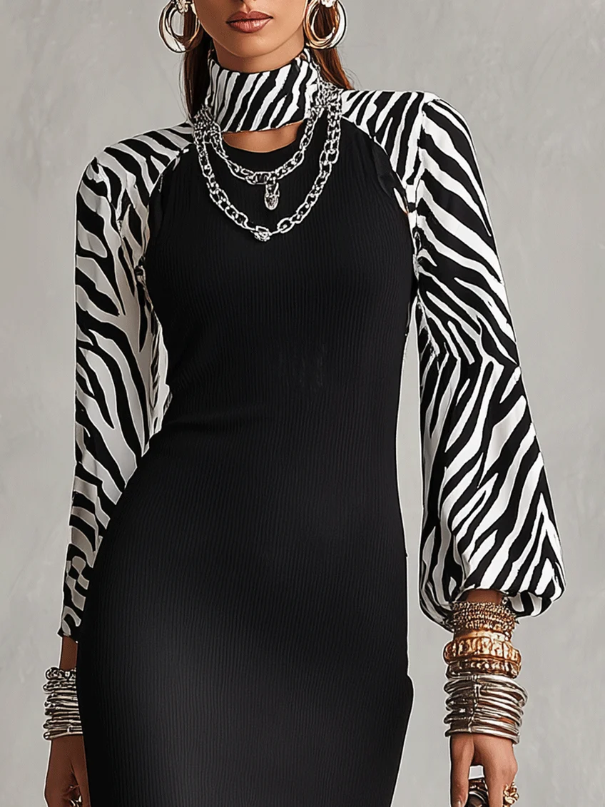 Zoelle | Ribbed Mock Neck Bodycon Maxi Dress