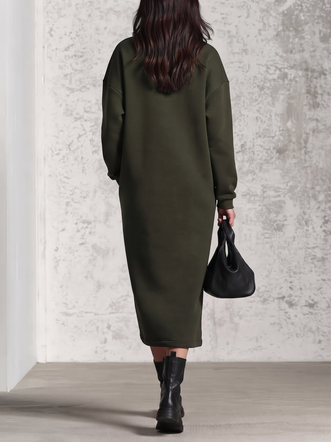 Bellamy | Fleece Sweater Dress with Half-Zip Collar