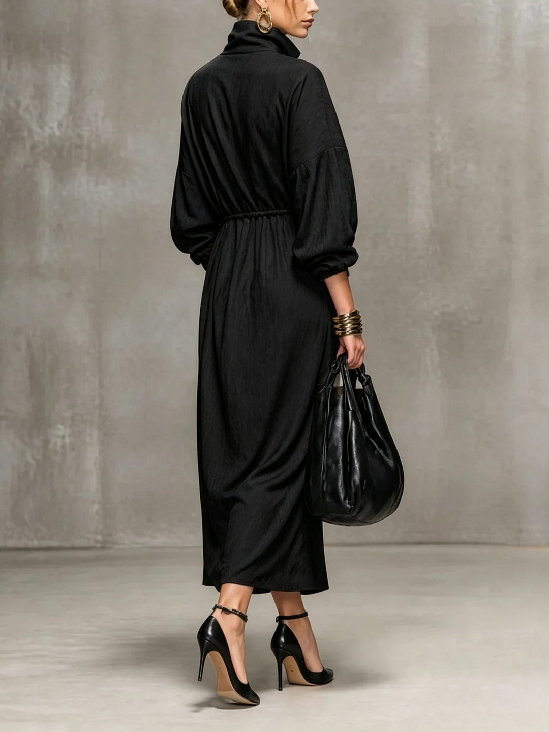 Delaney Faye | V-Neck Drawstring Maxi Dress