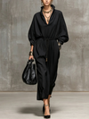 Delaney Faye | V-Neck Drawstring Maxi Dress