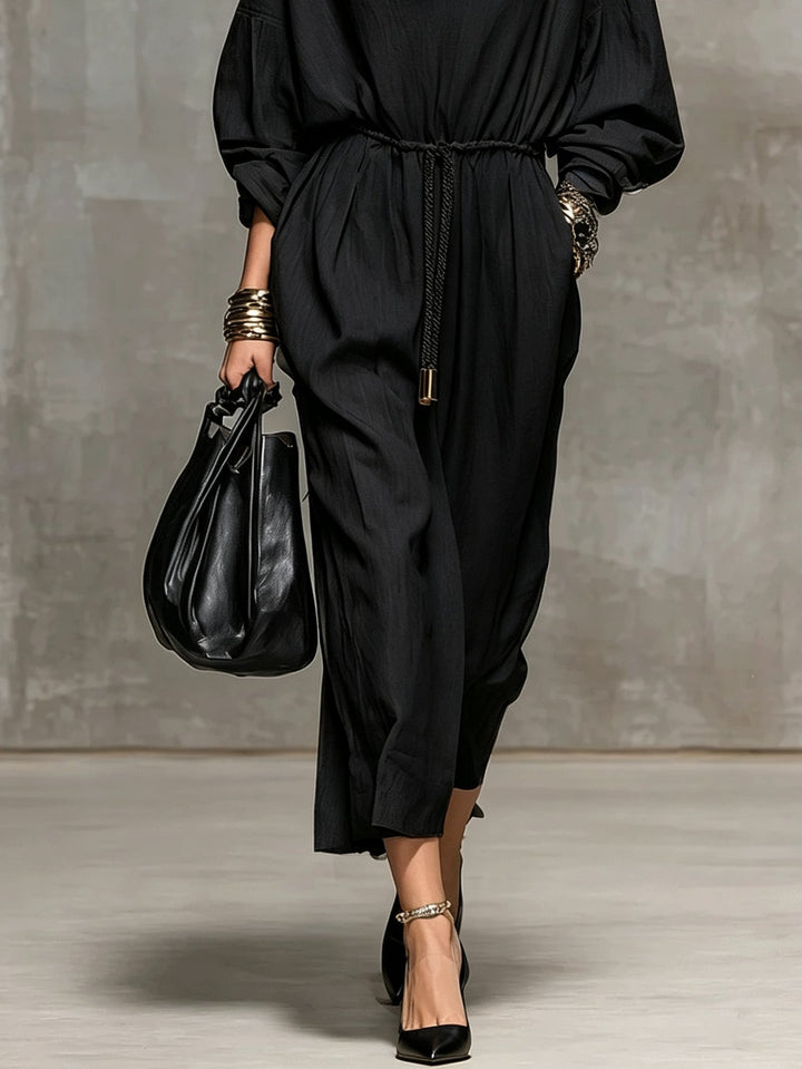 Delaney Faye | V-Neck Drawstring Maxi Dress