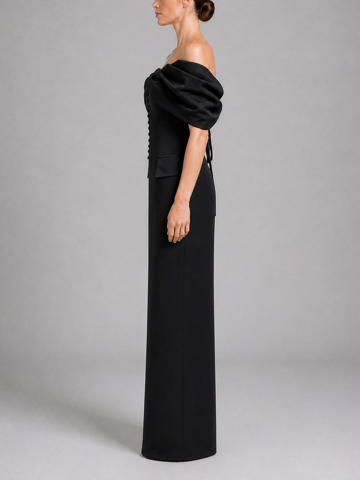 Josephine Elowen | Black Off-Shoulder Corset Maxi Dress