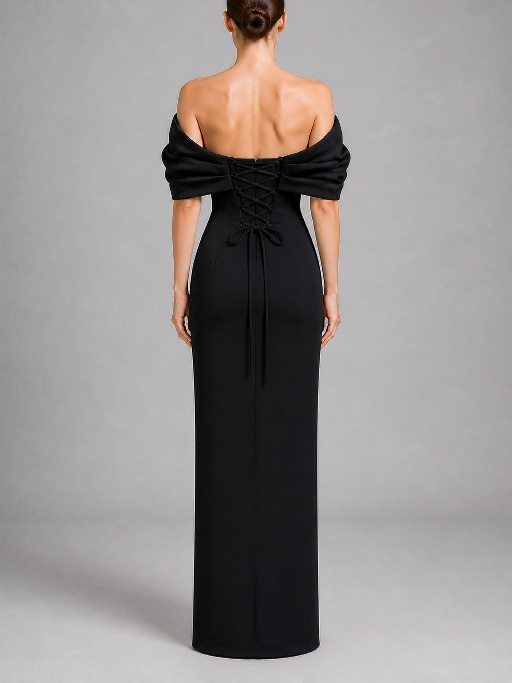 Josephine Elowen | Black Off-Shoulder Corset Maxi Dress