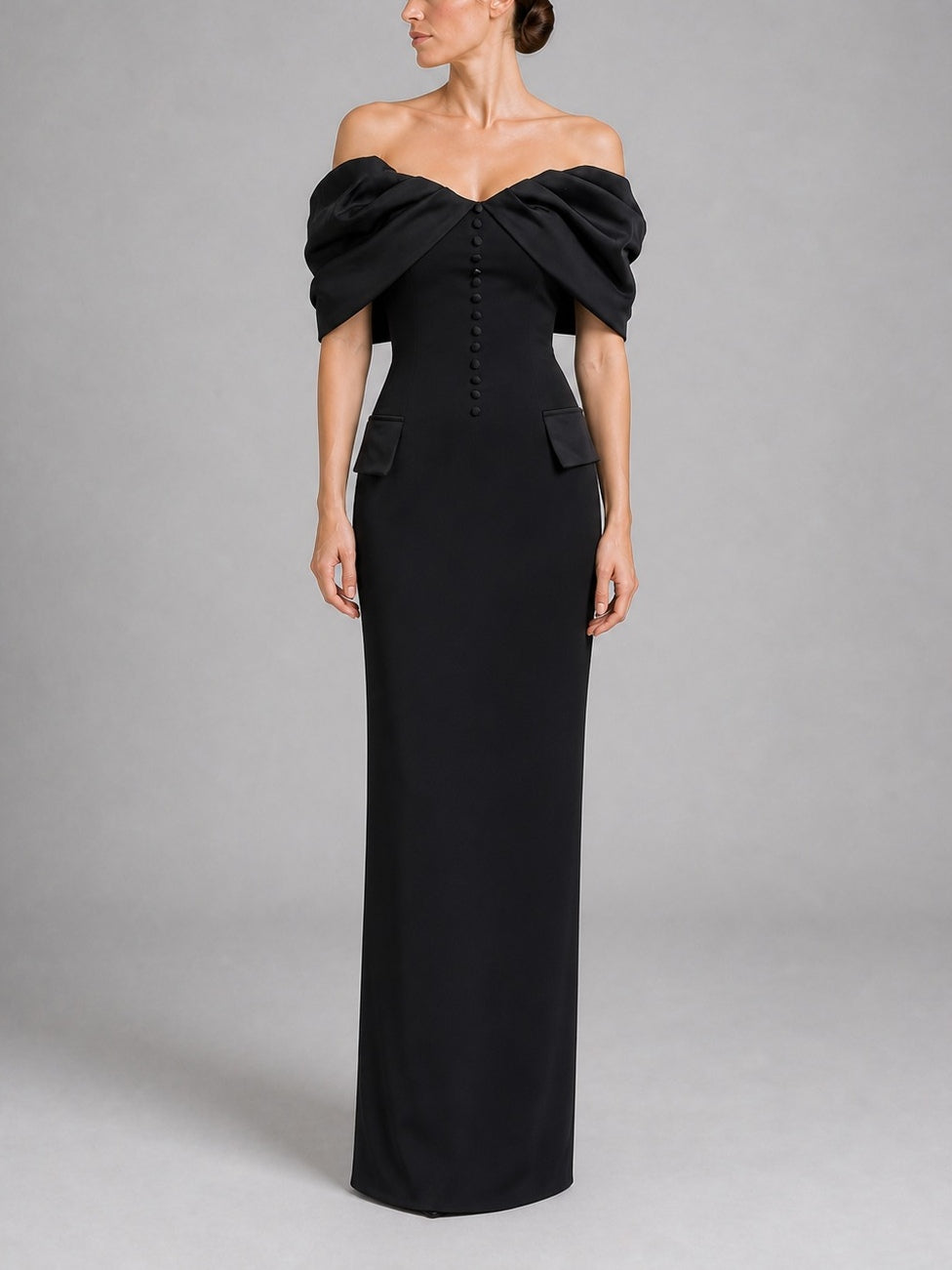 Josephine Elowen | Black Off-Shoulder Corset Maxi Dress