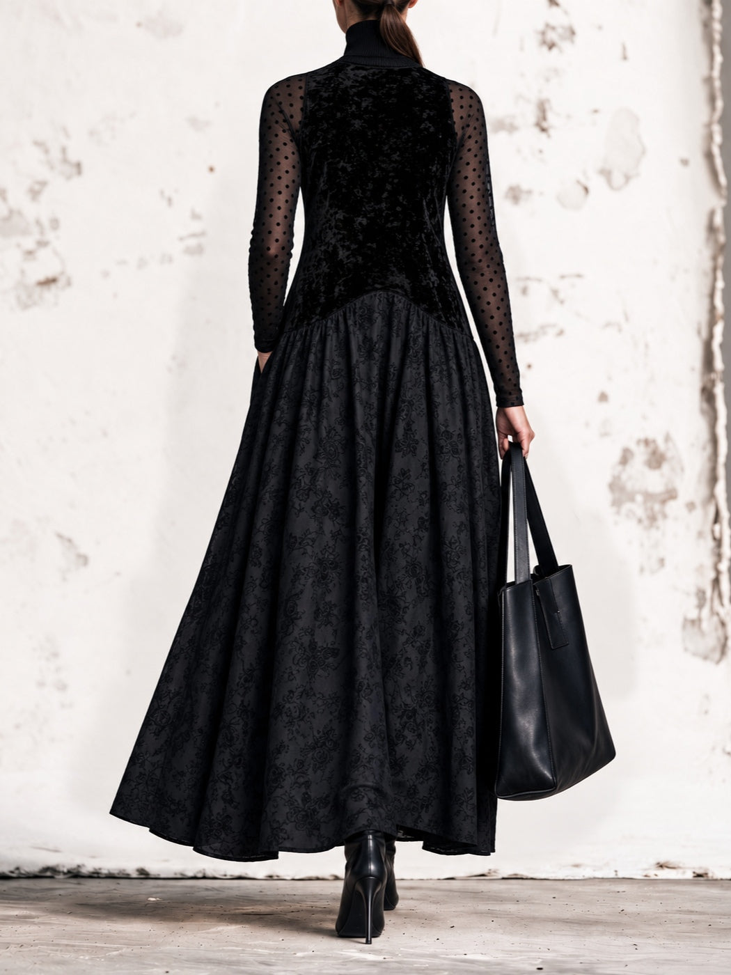 Beatrix Anne | Velvet Turtleneck Floral Maxi Dress