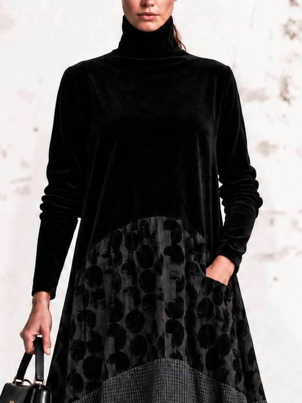 Marguerite Anne | Velvet Turtleneck Layered Maxi Dress