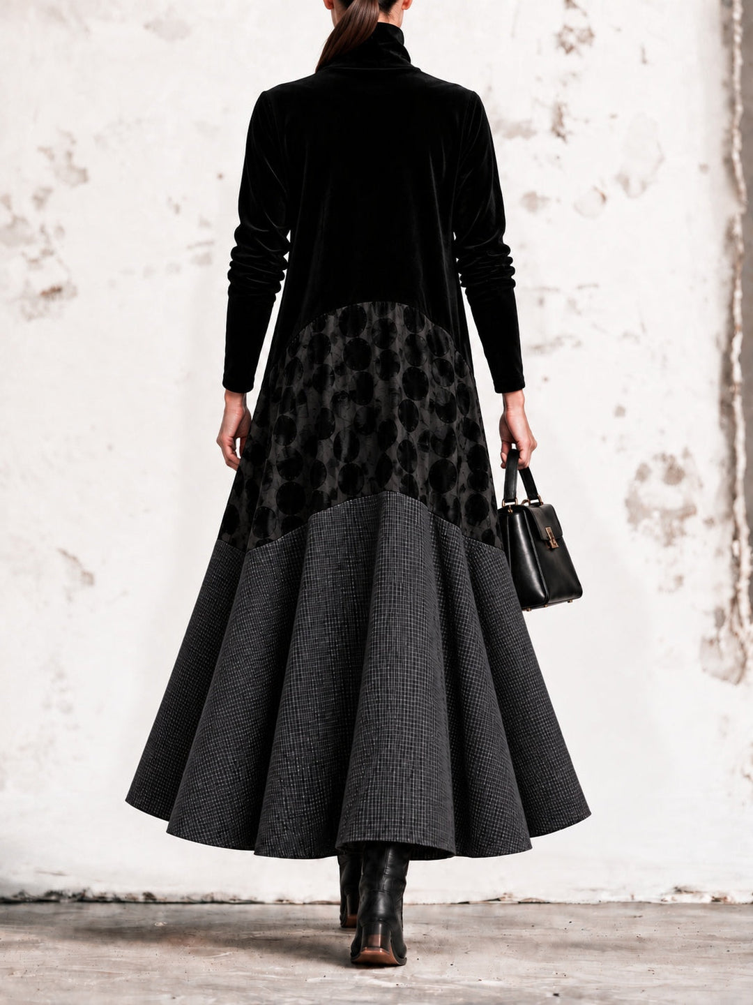 Marguerite Anne | Velvet Turtleneck Layered Maxi Dress