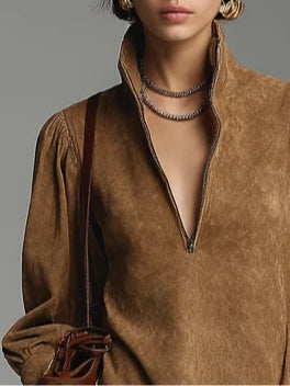Rosalind Faye | Suede Turtleneck Mini Dress