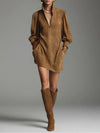 Rosalind Faye | Suede Turtleneck Mini Dress