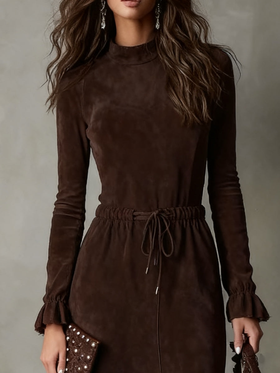 Camille Rae | Suede Midi Dress with Tie Waist