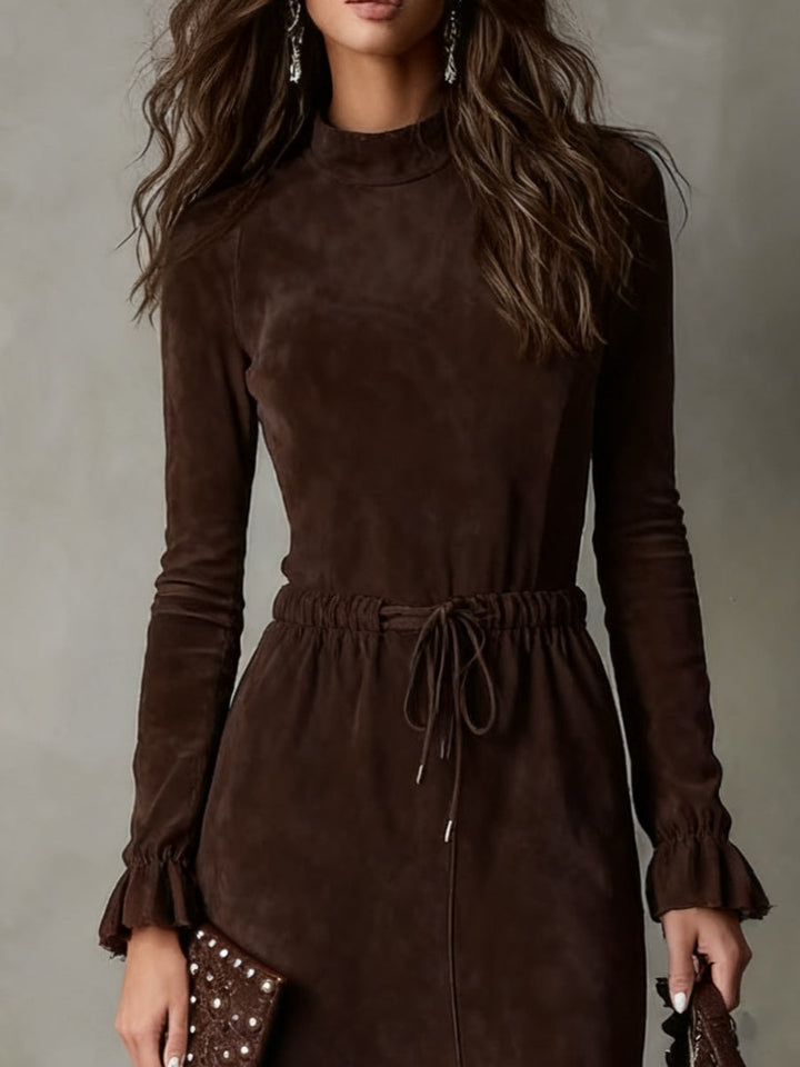 Camille Rae | Suede Midi Dress with Tie Waist