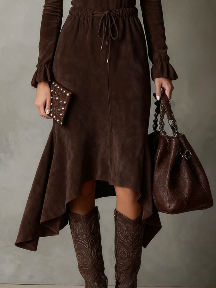 Camille Rae | Suede Midi Dress with Tie Waist