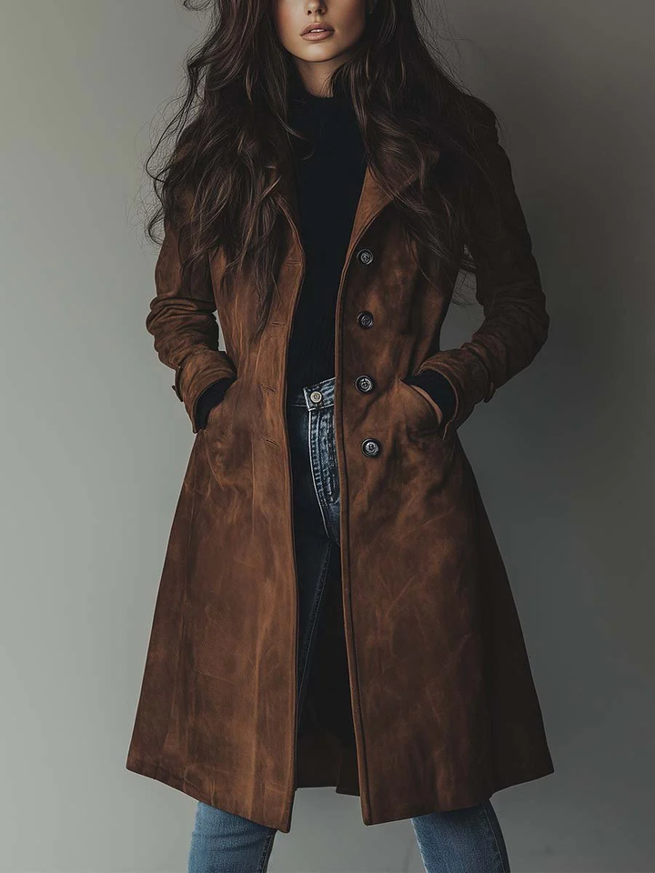 Presley | Classic Trench Coat in Vintage Suede