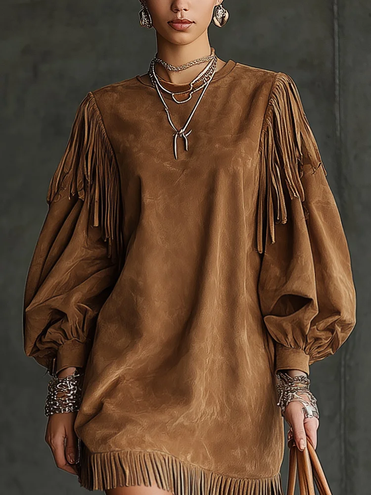 Theodora Rae | Suede Fringe Mini Dress