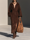 Marisol Rae | Suede Half-Zip Maxi Dress