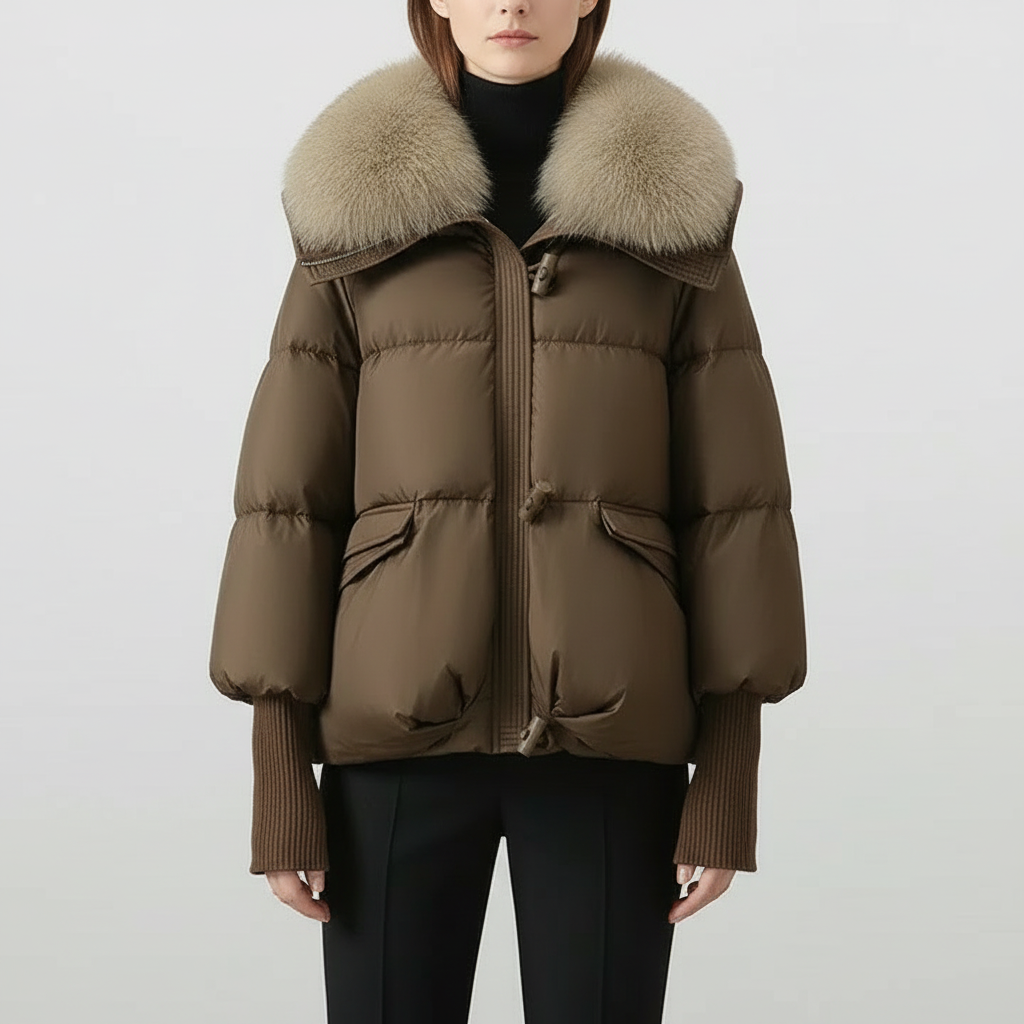 Layla | Long Puffer Coat with Faux Fur Hood
