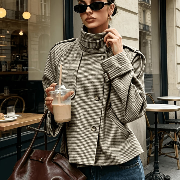 Marguerite | Houndstooth Cropped Jacket