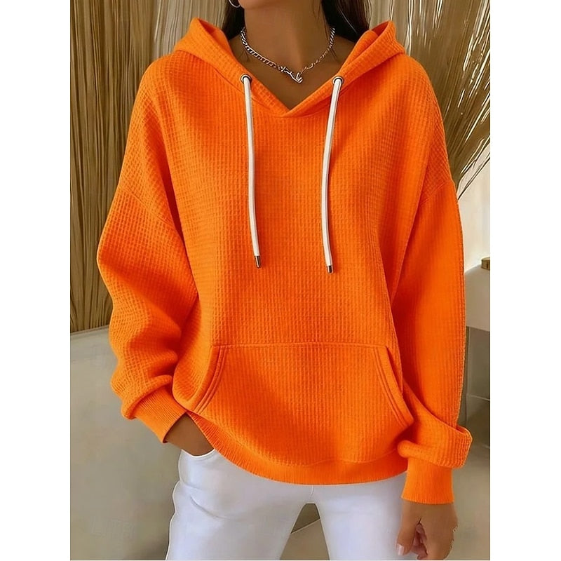 Delaney Rose | Waffle Textured Drawstring Hoodie