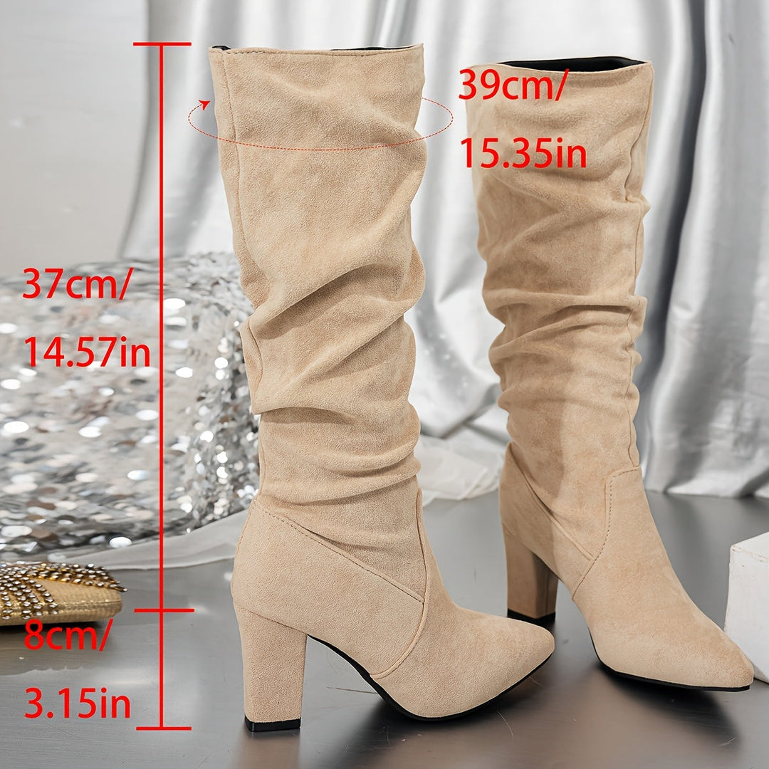 Victoria | Slouch Knee-High Heeled Black Boots