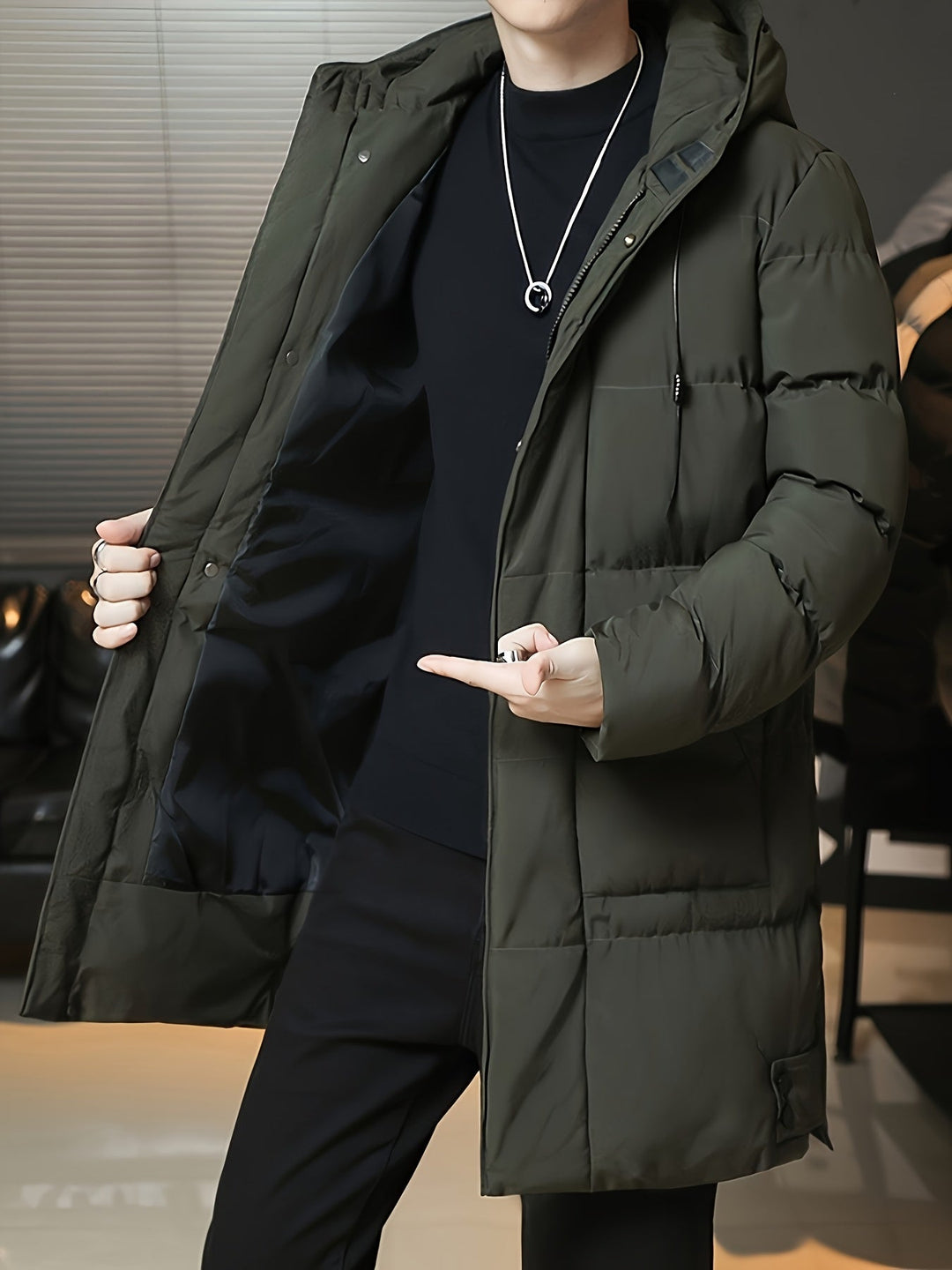 Donovan | Men's Long Puffer Coat with Hood