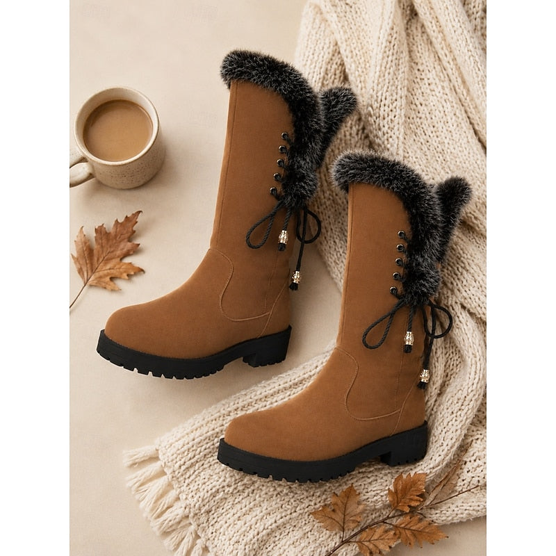 Vivienne | Knee-High Winter Boots with Plush Trim