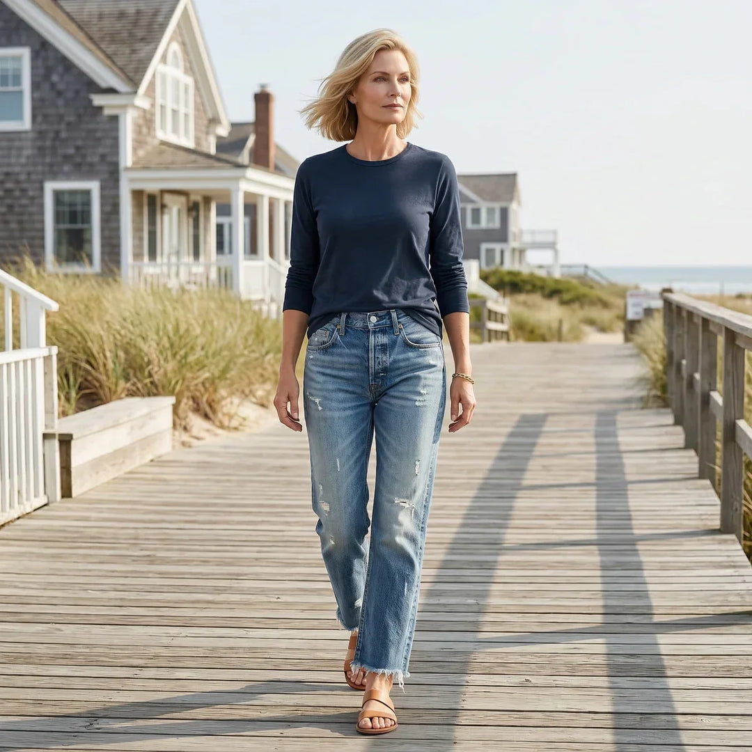 Isabelle Grace | High-Rise Cropped Straight Leg Mom Jeans