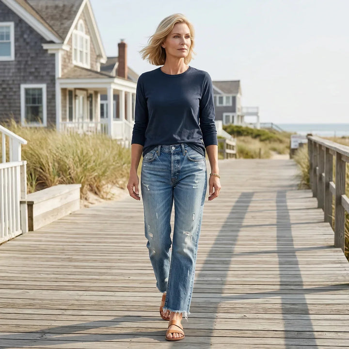 Isabelle Grace | High-Rise Cropped Straight Leg Mom Jeans