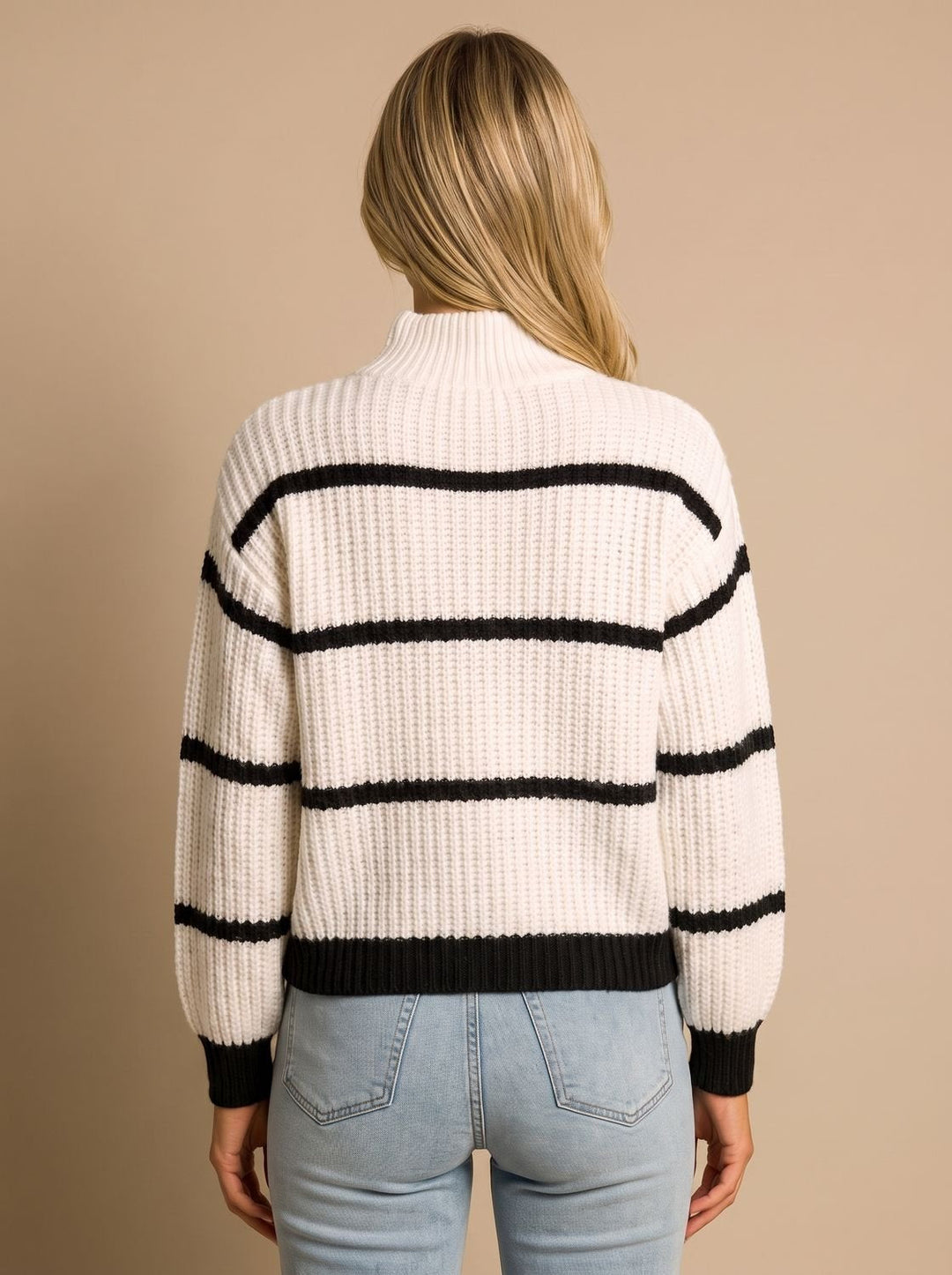 Clara | Women's Turtleneck Striped Oversize Knit Sweater