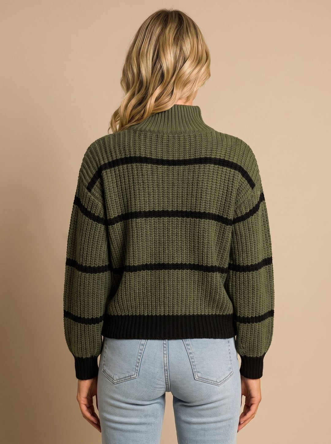 Clara | Women's Turtleneck Striped Oversize Knit Sweater