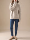 Elfriede | Women's Turtleneck Sweater with Knit Pattern Oversized Winter Sweater