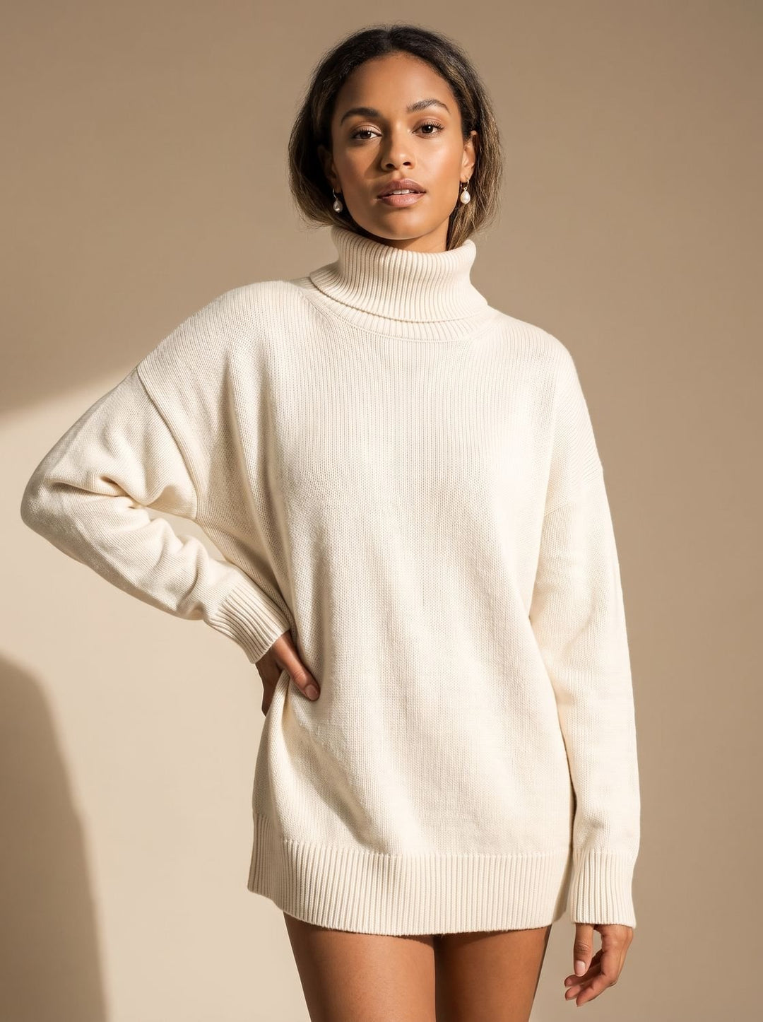 Emilia | Women's Turtleneck Sweater Oversized Loose Knit Sweater